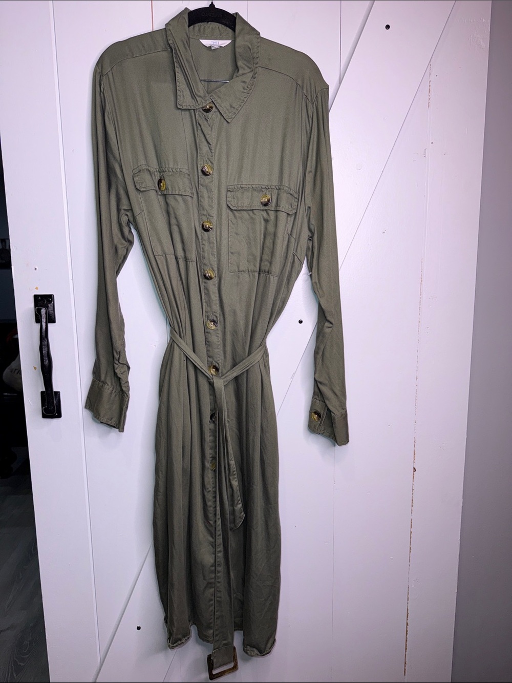 NWOT. Time and Tru Olive Green Utility Shirt Dress